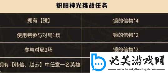 王者荣耀炽阳神光挑战任务攻略大全：镜的信物获取方法与攻略详解！