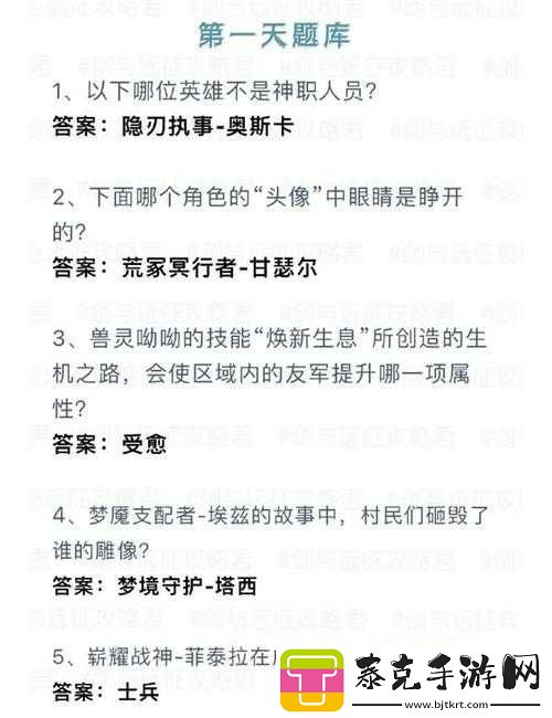关于剑与远征诗社竞答答案大全的最新汇总：全面解析与详细解答！